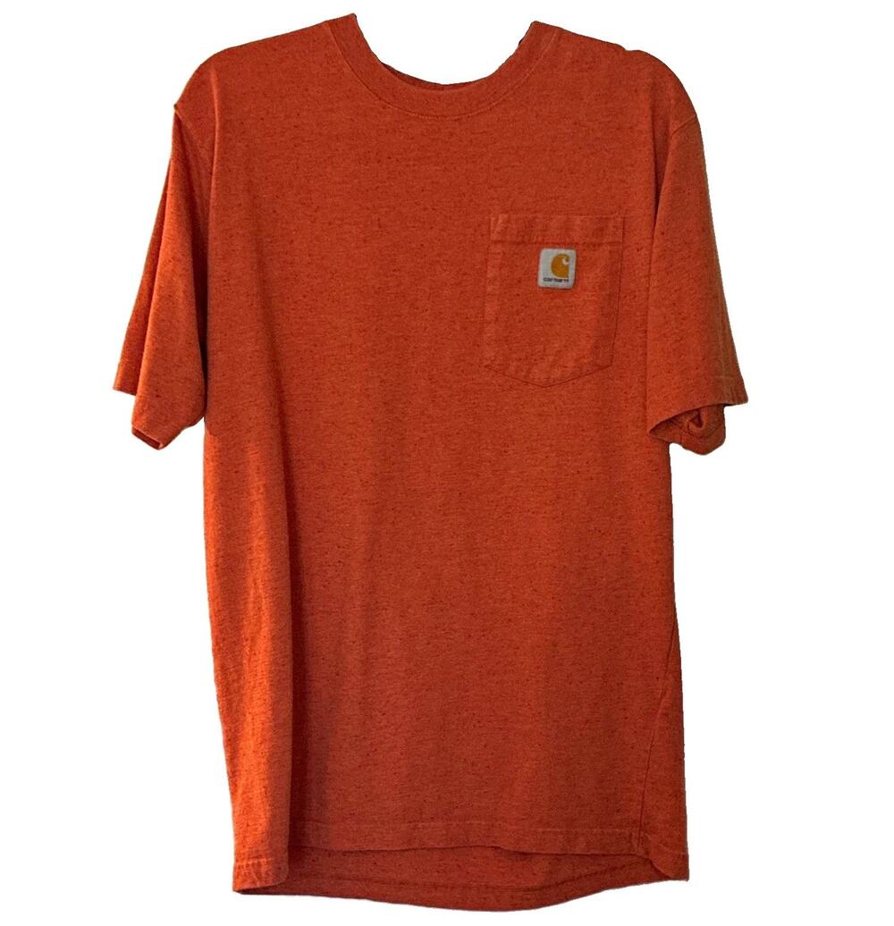 Carhartt K87 Mens Medium Desert Orange Heather Nep Pocket T-Shirt Loose Fit Work